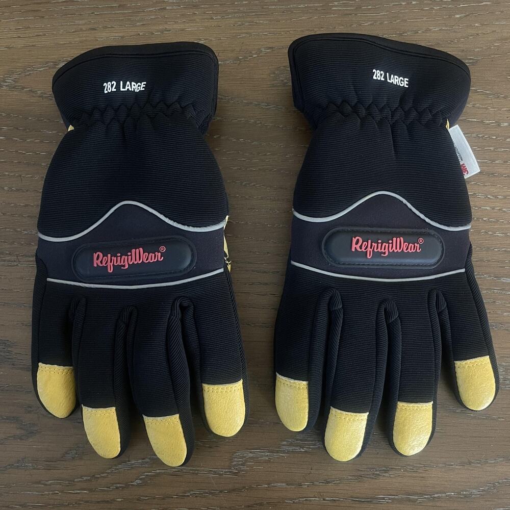 RefrigiWear Gloves Mens Large Black Yellow 3M Thinsulate Insulated Work 0282R‎